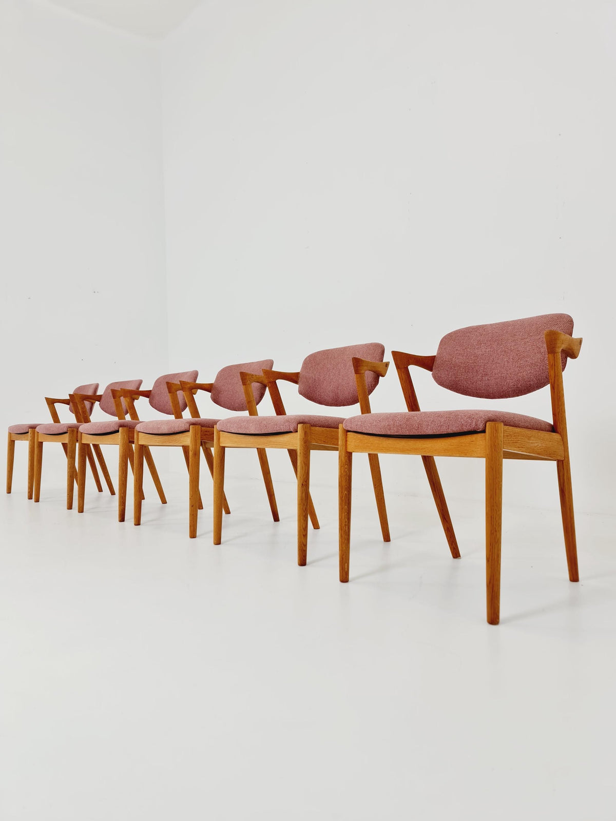 Mid Century Danish dining Oak chairs by Kai Kristiansen for Schou Andersen Model 42 - 1960s, set of 6