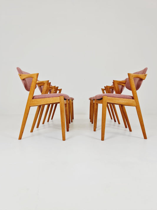 Mid Century Danish dining Oak chairs by Kai Kristiansen for Schou Andersen Model 42 - 1960s, set of 6