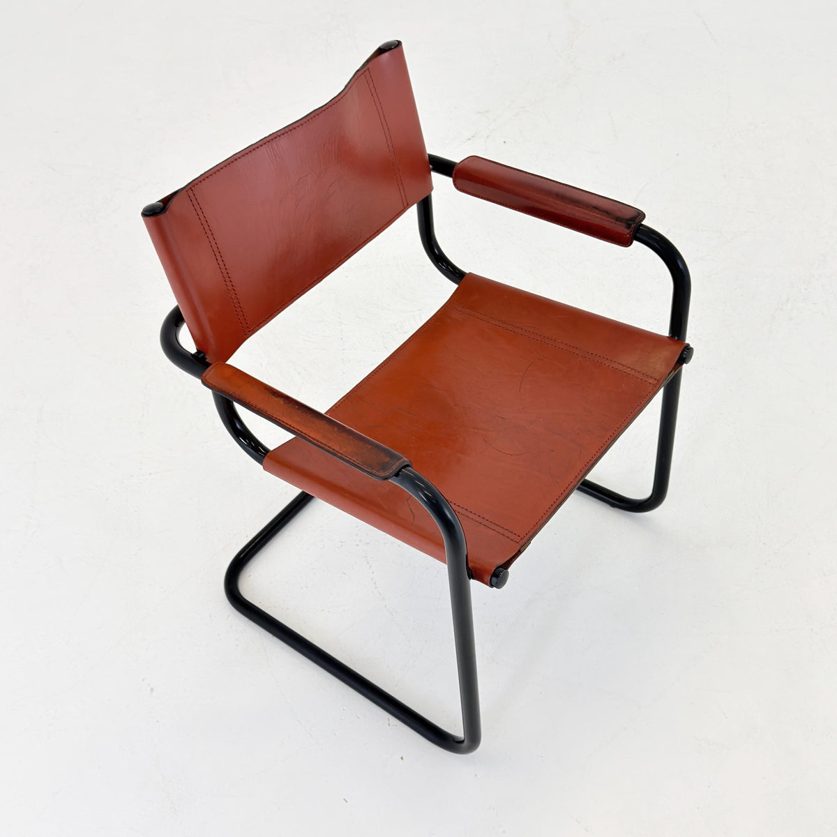 1 of 2 Bauhaus Centro Studio Desk Chairs in Dark wine leather by Mart Stam & Marcel Breuer, 1970s