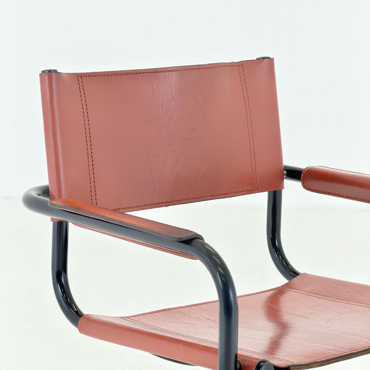 1 of 2 Bauhaus Centro Studio Desk Chairs in Dark wine leather by Mart Stam & Marcel Breuer, 1970s