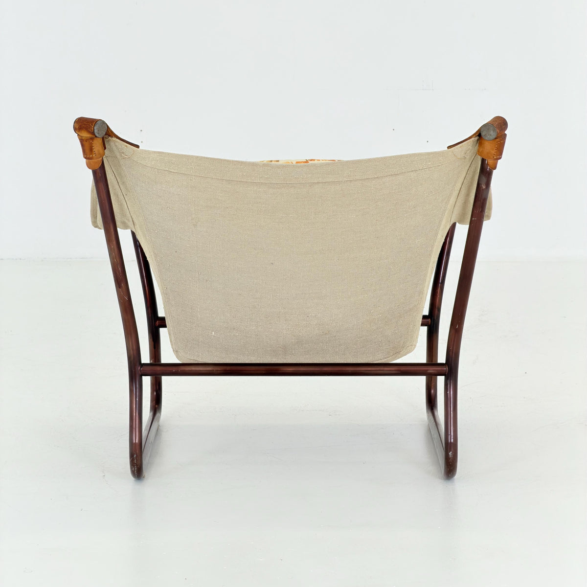 Mid Century Scandinavian Tormod Alnaes Trega Lounge Chair, 1970s Norwegian Design, Vintage Canvas & Floral Fabric Armchair,