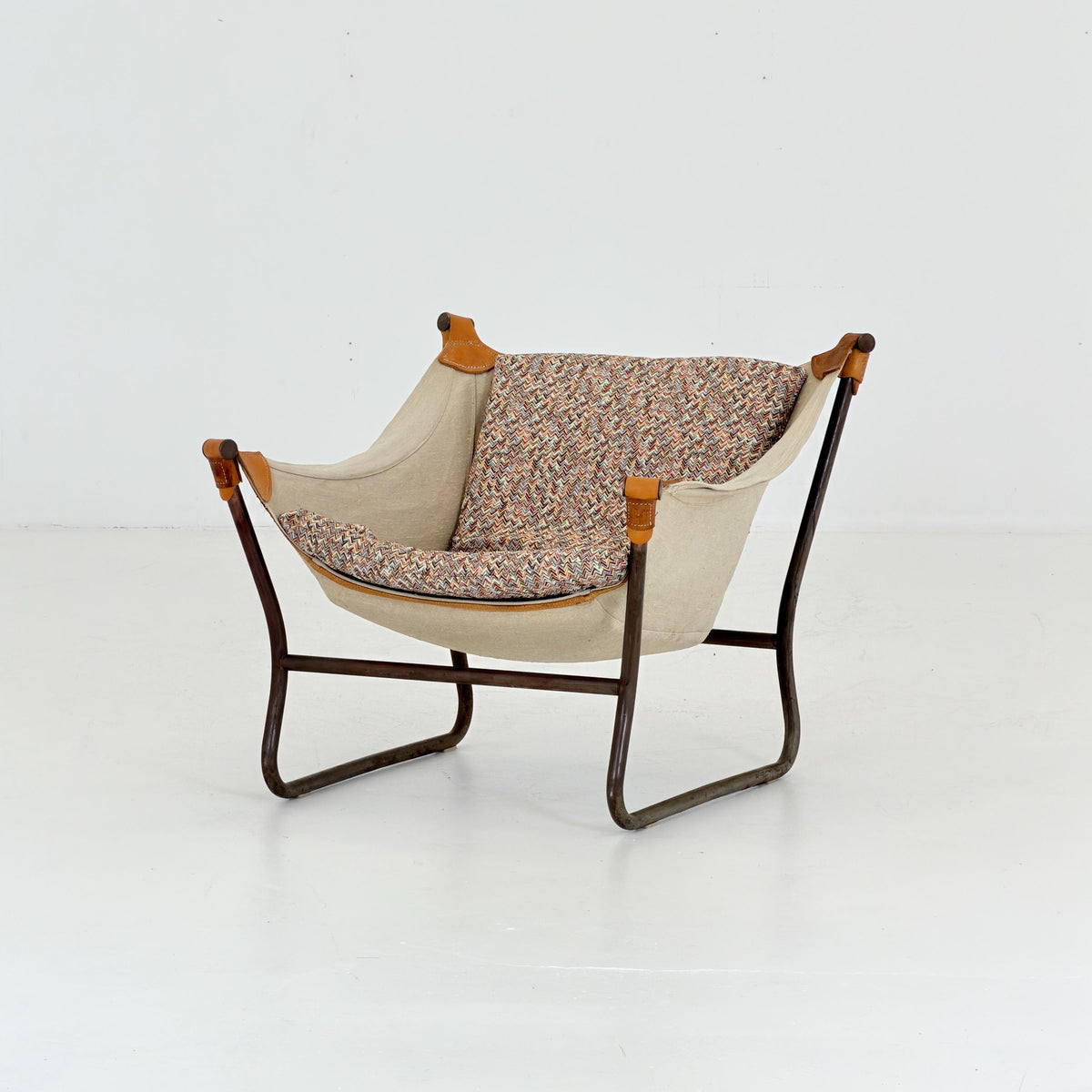 Mid Century Scandinavian Tormod Alnaes Trega Lounge Chair, 1970s Norwegian Design, Vintage Canvas & Vintage Zigzag Armchair,