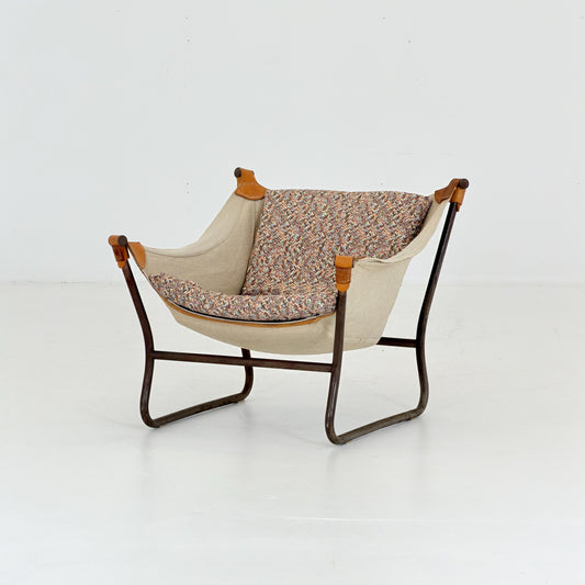 Mid Century Scandinavian Tormod Alnaes Trega Lounge Chair, 1970s Norwegian Design, Vintage Canvas & Vintage Zigzag Armchair,