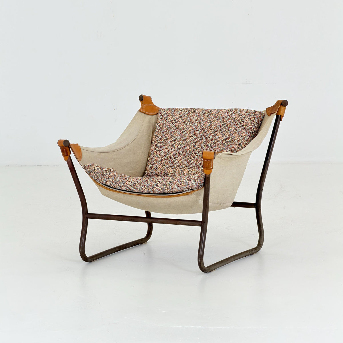 Mid Century Scandinavian Tormod Alnaes Trega Lounge Chair, 1970s Norwegian Design, Vintage Canvas & Vintage Zigzag Armchair,