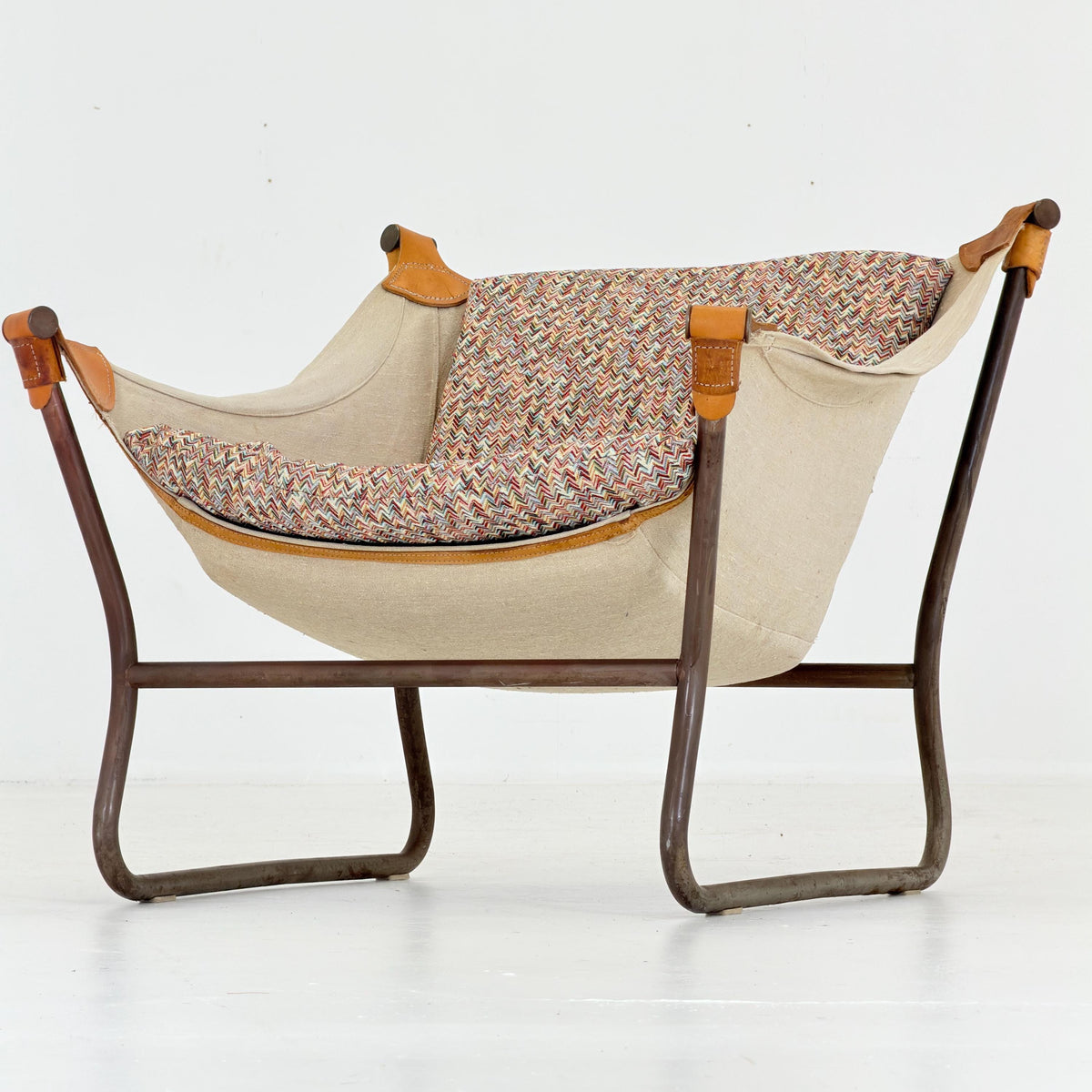 Mid Century Scandinavian Tormod Alnaes Trega Lounge Chair, 1970s Norwegian Design, Vintage Canvas & Vintage Zigzag Armchair,