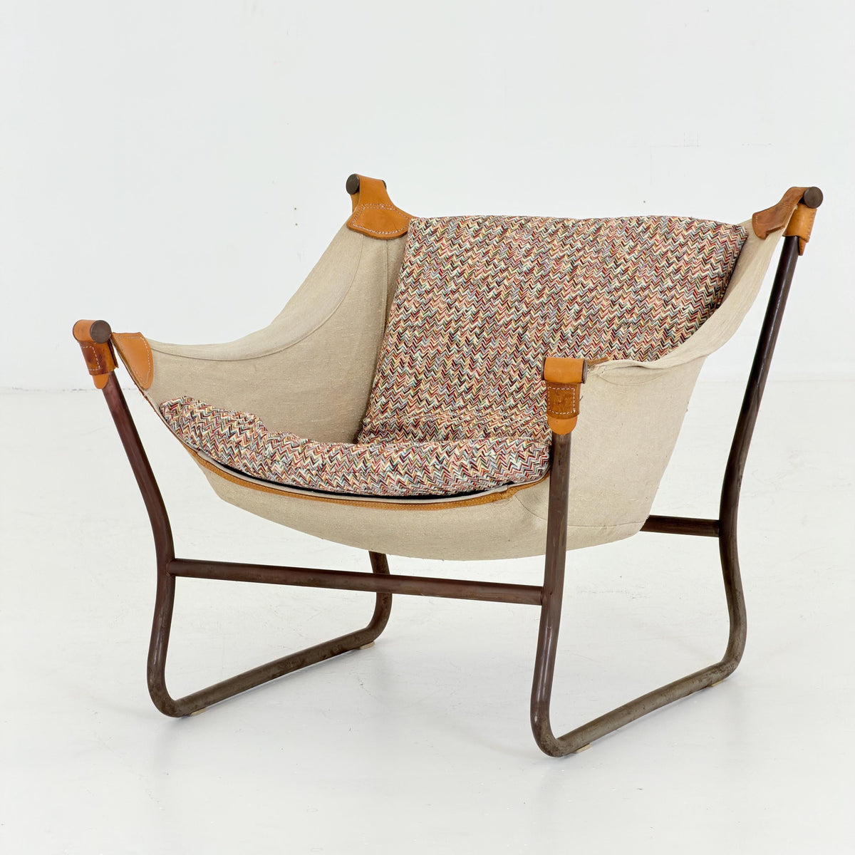 Mid Century Scandinavian Tormod Alnaes Trega Lounge Chair, 1970s Norwegian Design, Vintage Canvas & Vintage Zigzag Armchair,
