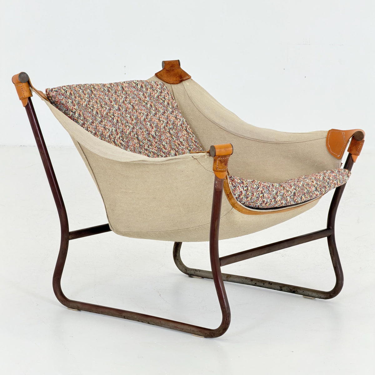 Mid Century Scandinavian Tormod Alnaes Trega Lounge Chair, 1970s Norwegian Design, Vintage Canvas & Vintage Zigzag Armchair,