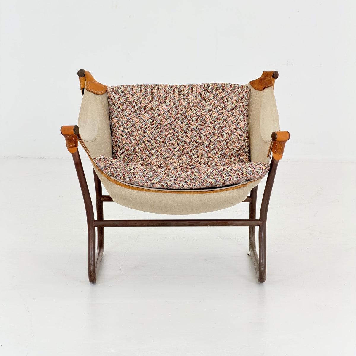 Mid Century Scandinavian Tormod Alnaes Trega Lounge Chair, 1970s Norwegian Design, Vintage Canvas & Vintage Zigzag Armchair,