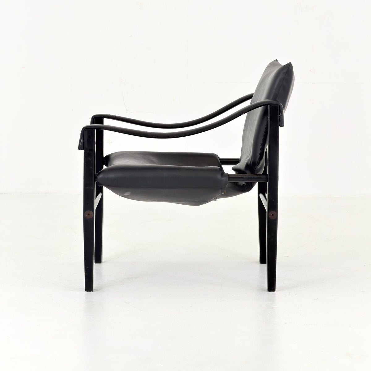 Mid century black edition leather Safari armchairs from Arkana by Maurice Burke, United Kingdom 1970s England