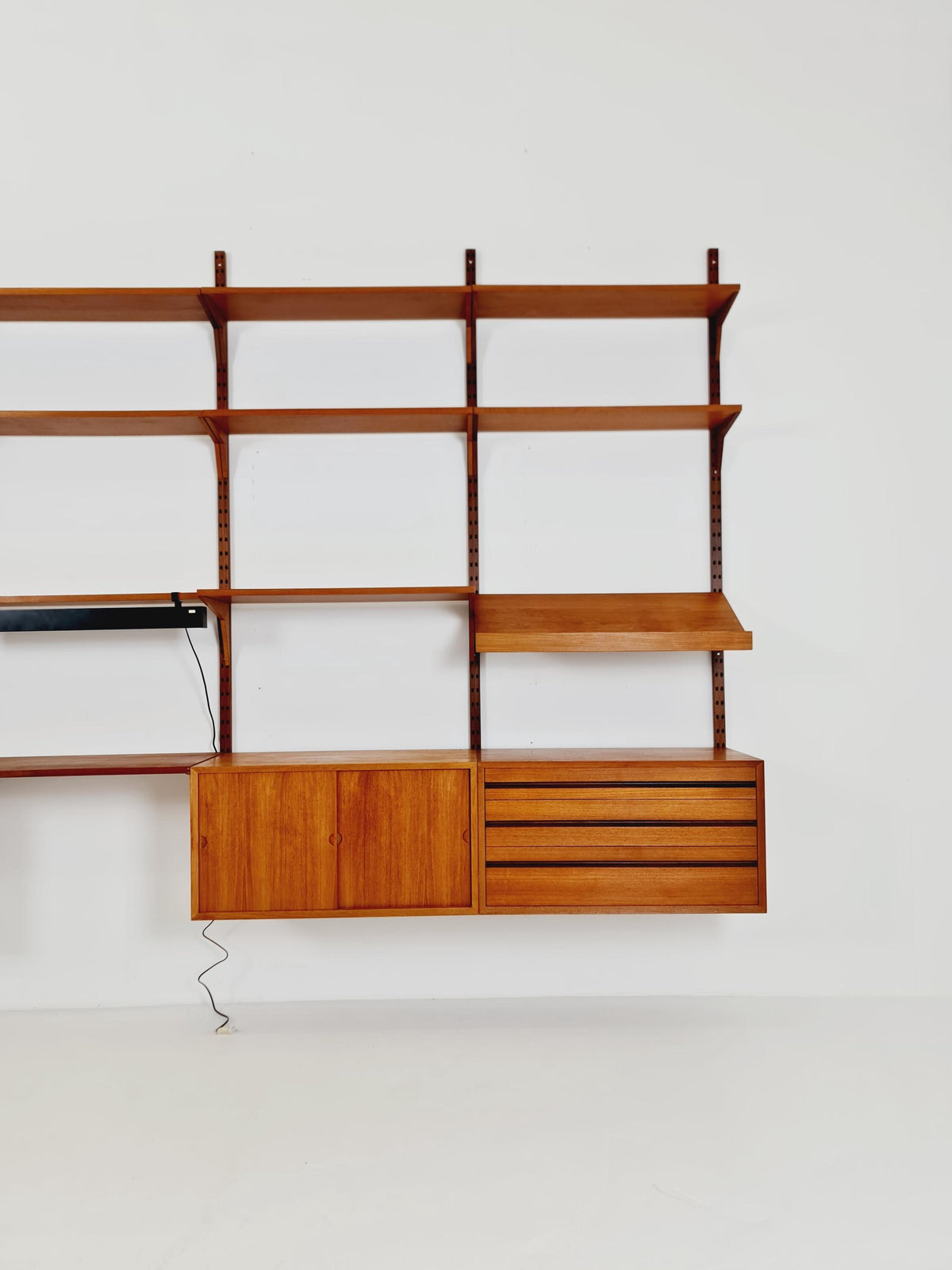 Big Mid century Danish Teak Wall Unit with 3 cabinets with show case by Poul Cadovius for Cado, Denmark, 1960s