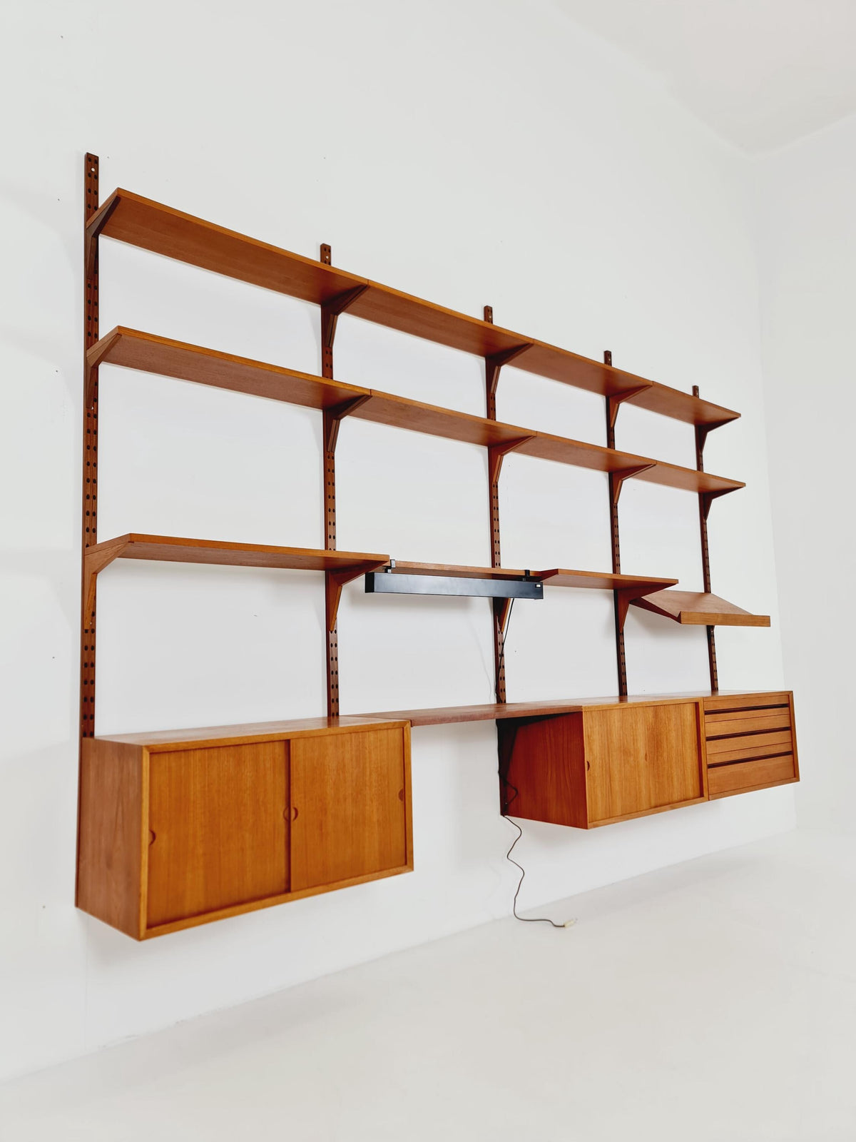 Big Mid century Danish Teak Wall Unit with 3 cabinets with show case by Poul Cadovius for Cado, Denmark, 1960s