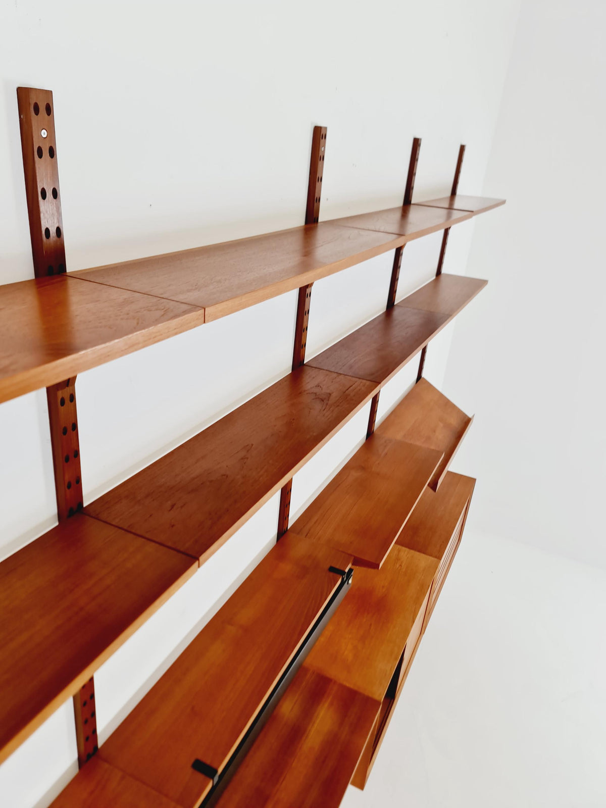 Big Mid century Danish Teak Wall Unit with 3 cabinets with show case by Poul Cadovius for Cado, Denmark, 1960s