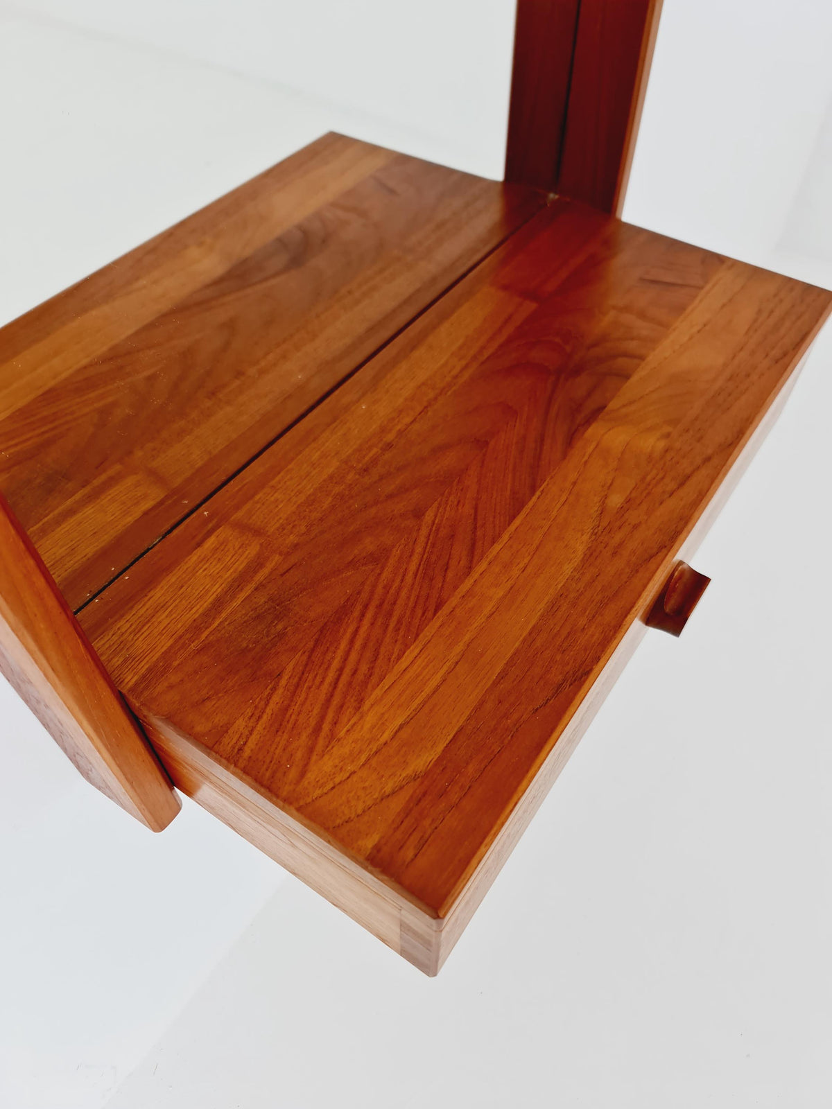 Mid Century Danish Solid Teak Wall Mirror with Drawer BY Roni Sunds For A/S Möbelfabrik , 1960s