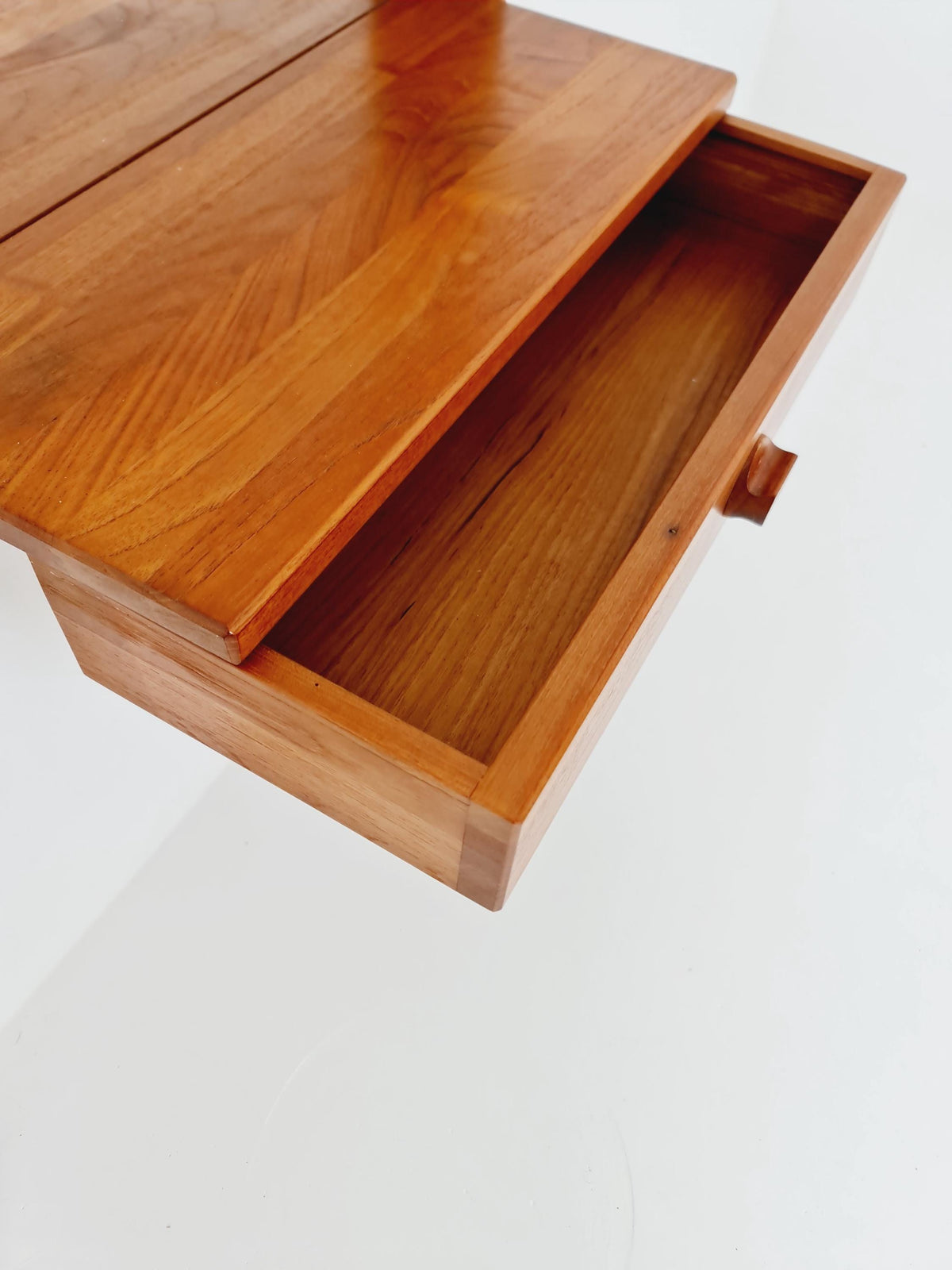 Mid Century Danish Solid Teak Wall Mirror with Drawer BY Roni Sunds For A/S Möbelfabrik , 1960s