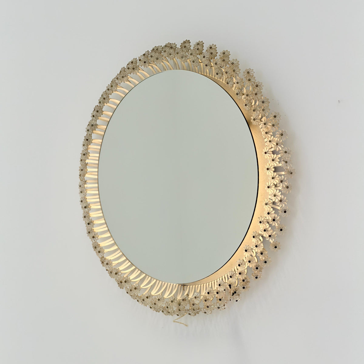 Mid Century Backlit Round Wall Mirror by Emil Stejnar for Rupert Nikoll, 1960s Germany
