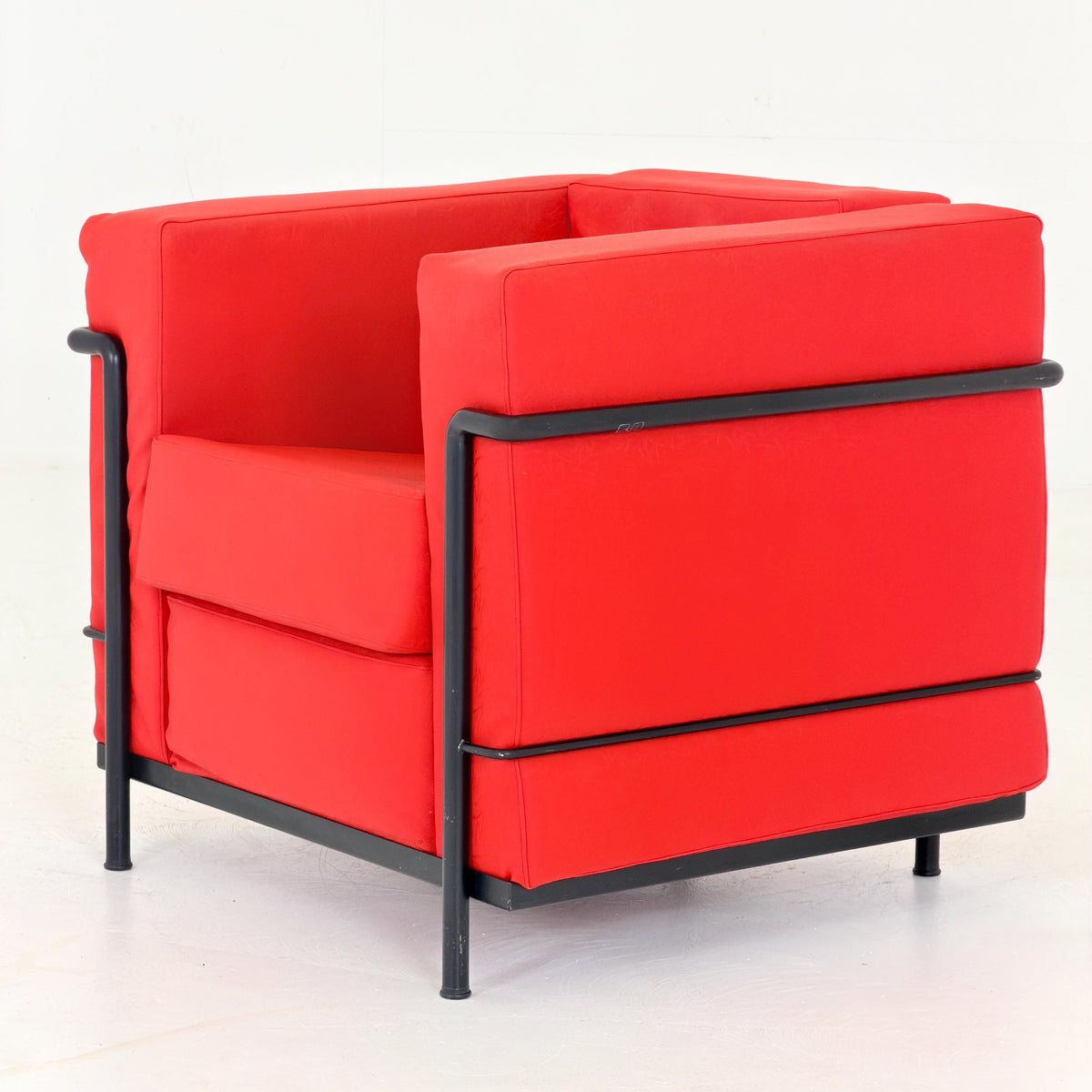 Mid century Cassina LC2 Armchair by Le Corbusier, Perriand & Jeanneret, Red Patterned Leather, Italy , LC2 011404 /1970s
