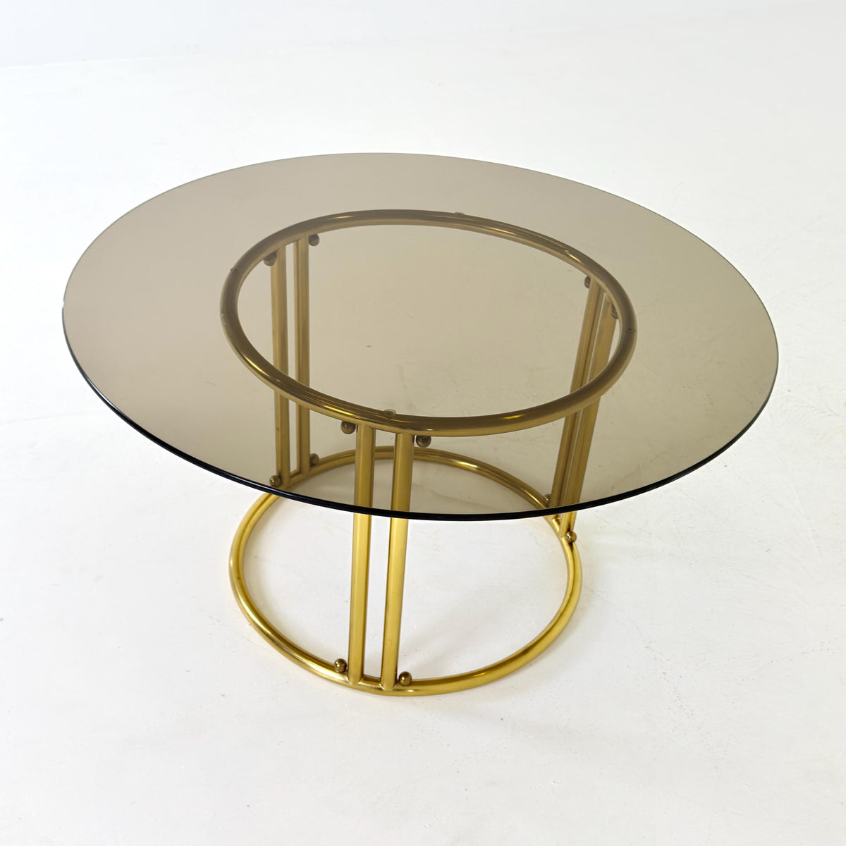 Mid Century Italian Brass & Smoked Glass Coffee Table, 1970s Italy