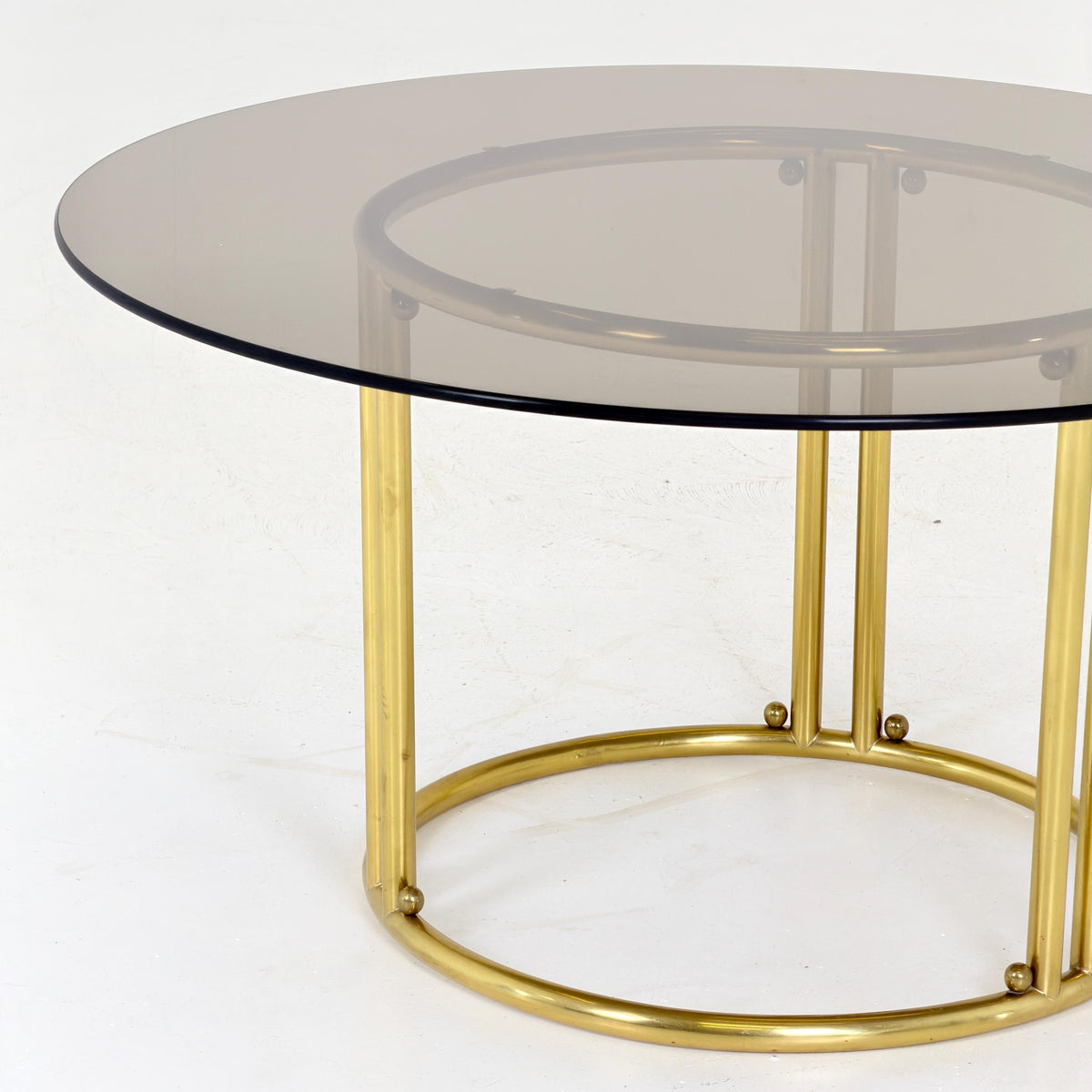 Mid Century Italian Brass & Smoked Glass Coffee Table, 1970s Italy