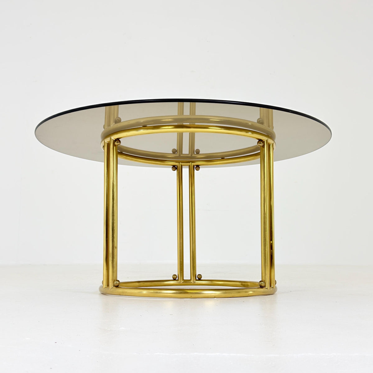 Mid Century Italian Brass & Smoked Glass Coffee Table, 1970s Italy