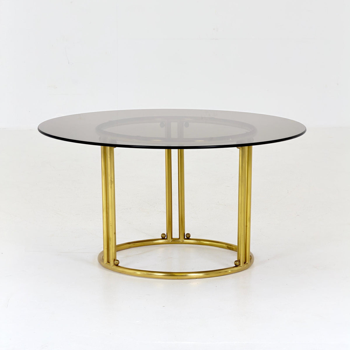 Mid Century Italian Brass & Smoked Glass Coffee Table, 1970s Italy