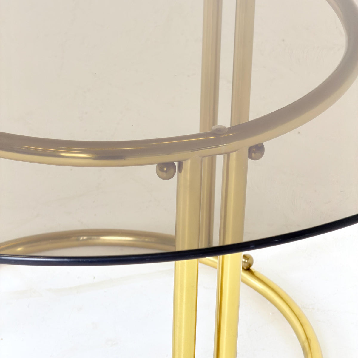 Mid Century Italian Brass & Smoked Glass Coffee Table, 1970s Italy