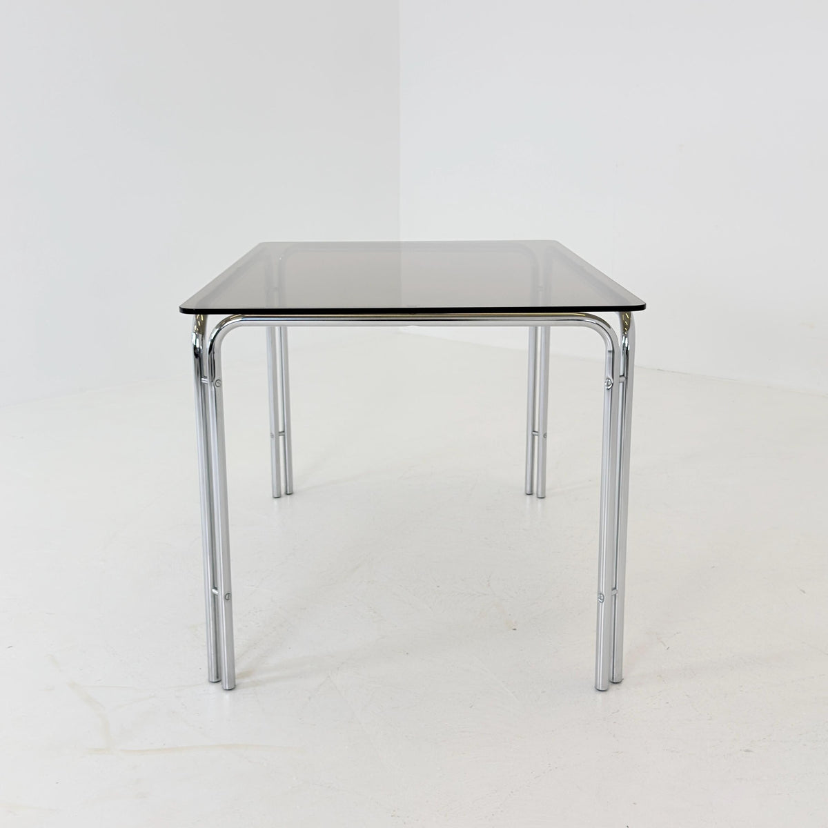 Mid Century Smoked Glass Dining Table by Huwa-Spiegel Parsol, West Germany 1970s
