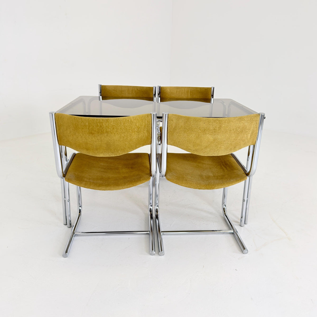 Mid Century Dining Set, Table & 4 Cantilever Chairs, Huwa-Spiegel Parsol 1980s Germany