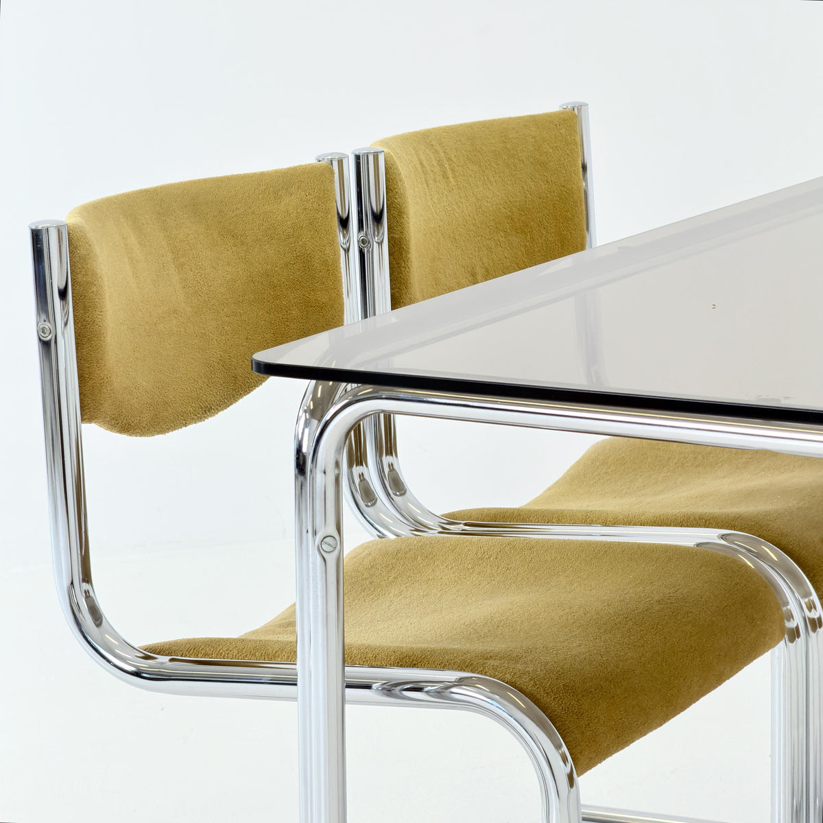 Mid Century Dining Set, Table & 4 Cantilever Chairs, Huwa-Spiegel Parsol 1980s Germany