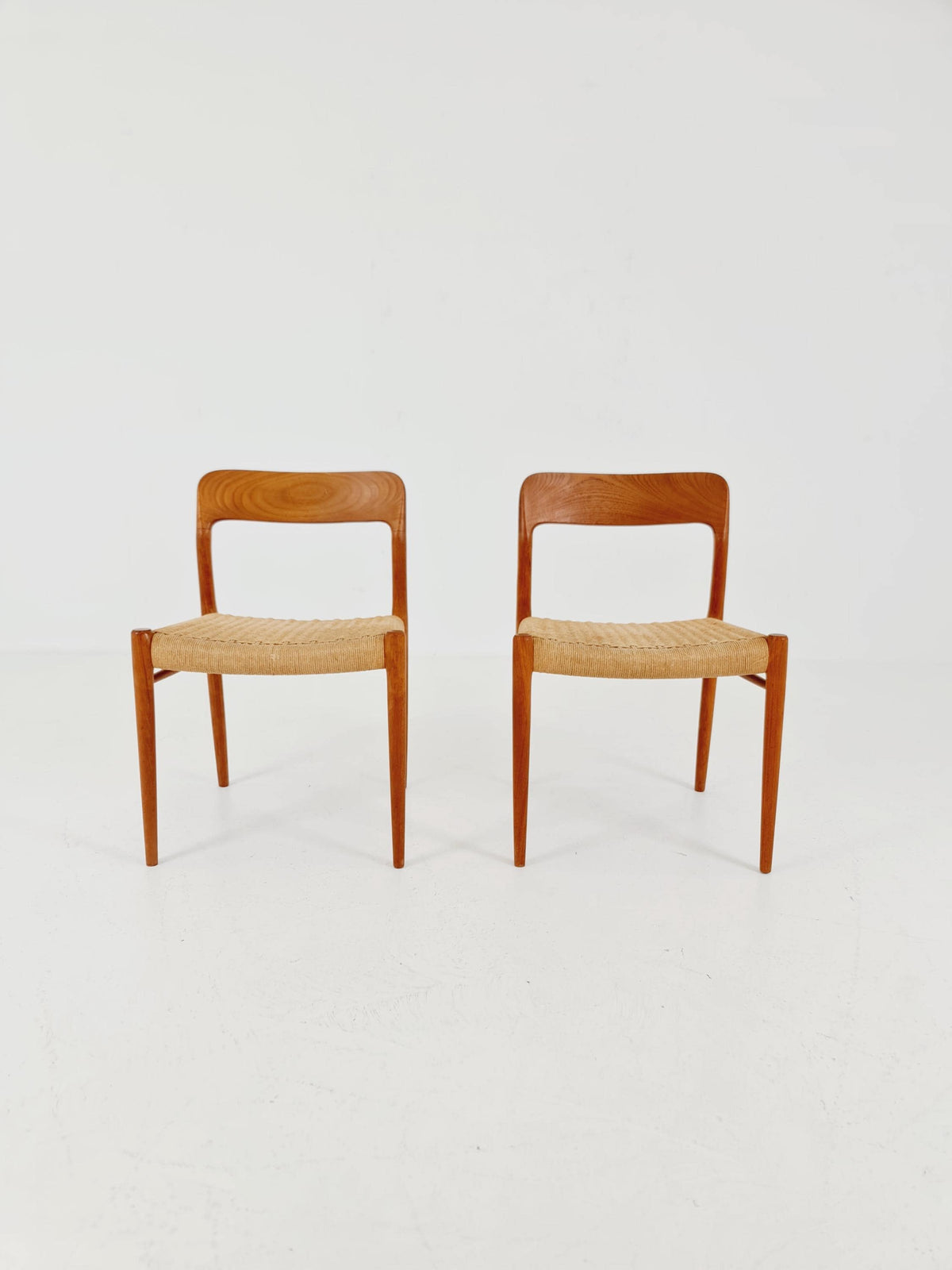 Mid Century Danish Teak Dining Chair Niels O.Moller, 1960s model 75 Set of 2