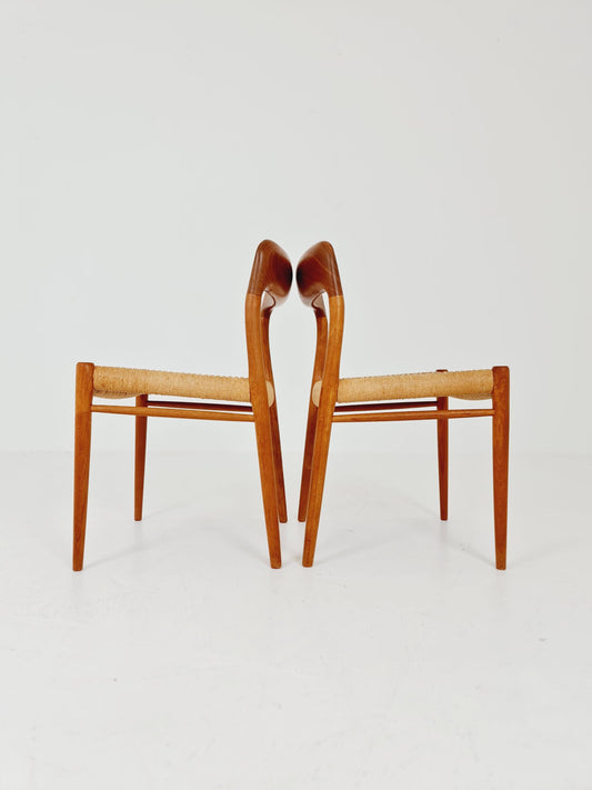 Mid Century Danish Teak Dining Chair Niels O.Moller, 1960s model 75 Set of 2