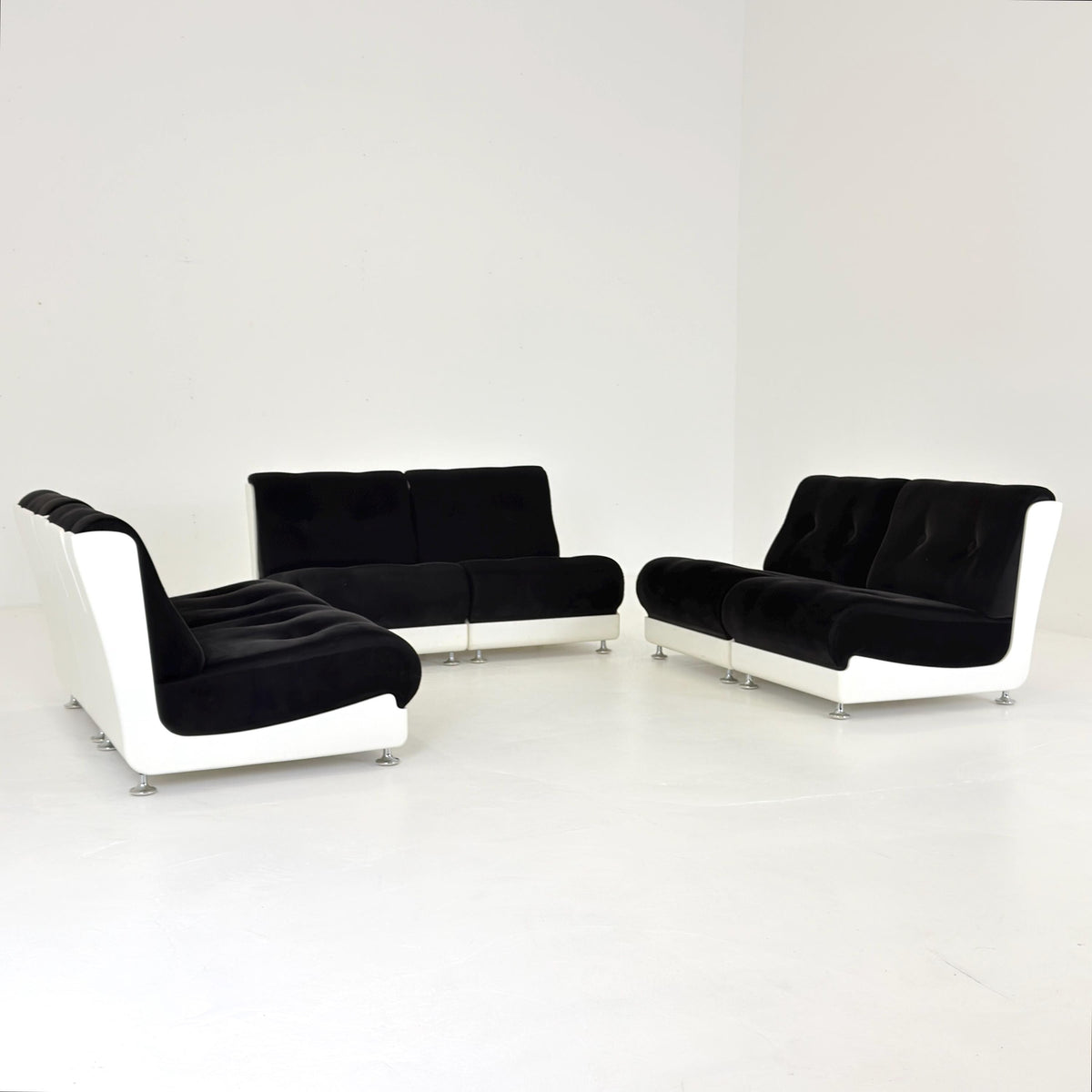 Set of 6 Rare Mid-Century Space Age Modular Lounge Chairs by Mario Bellini for Roche Bobois, 1970s Italy