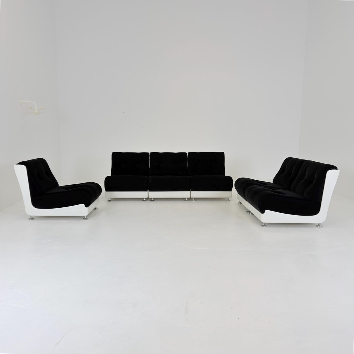 Set of 6 Rare Mid-Century Space Age Modular Lounge Chairs by Mario Bellini for Roche Bobois, 1970s Italy