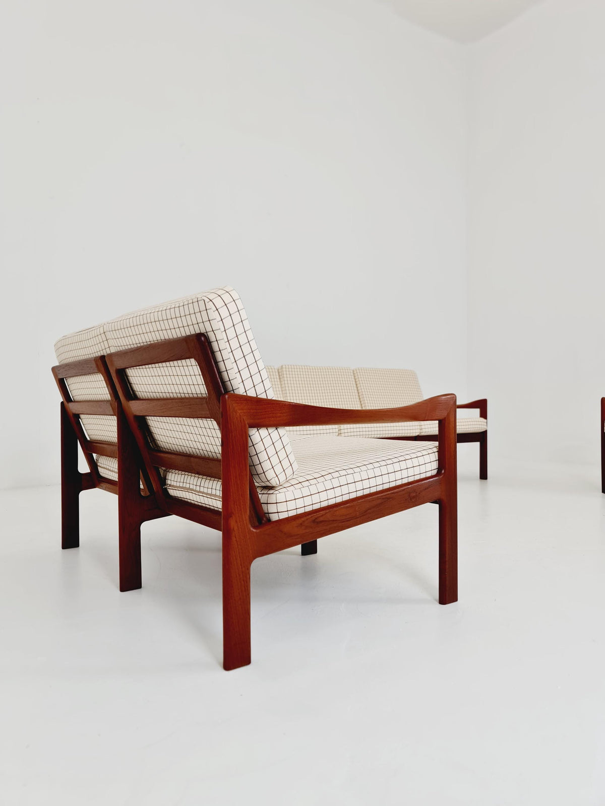 Mid century Set of 2 Sofas and Lounge chair by Illum Wikkeslo Eilersen in solid teak, 1960s,