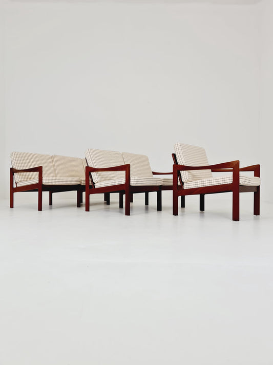 Mid century Set of 2 Sofas and Lounge chair by Illum Wikkeslo Eilersen in solid teak, 1960s,