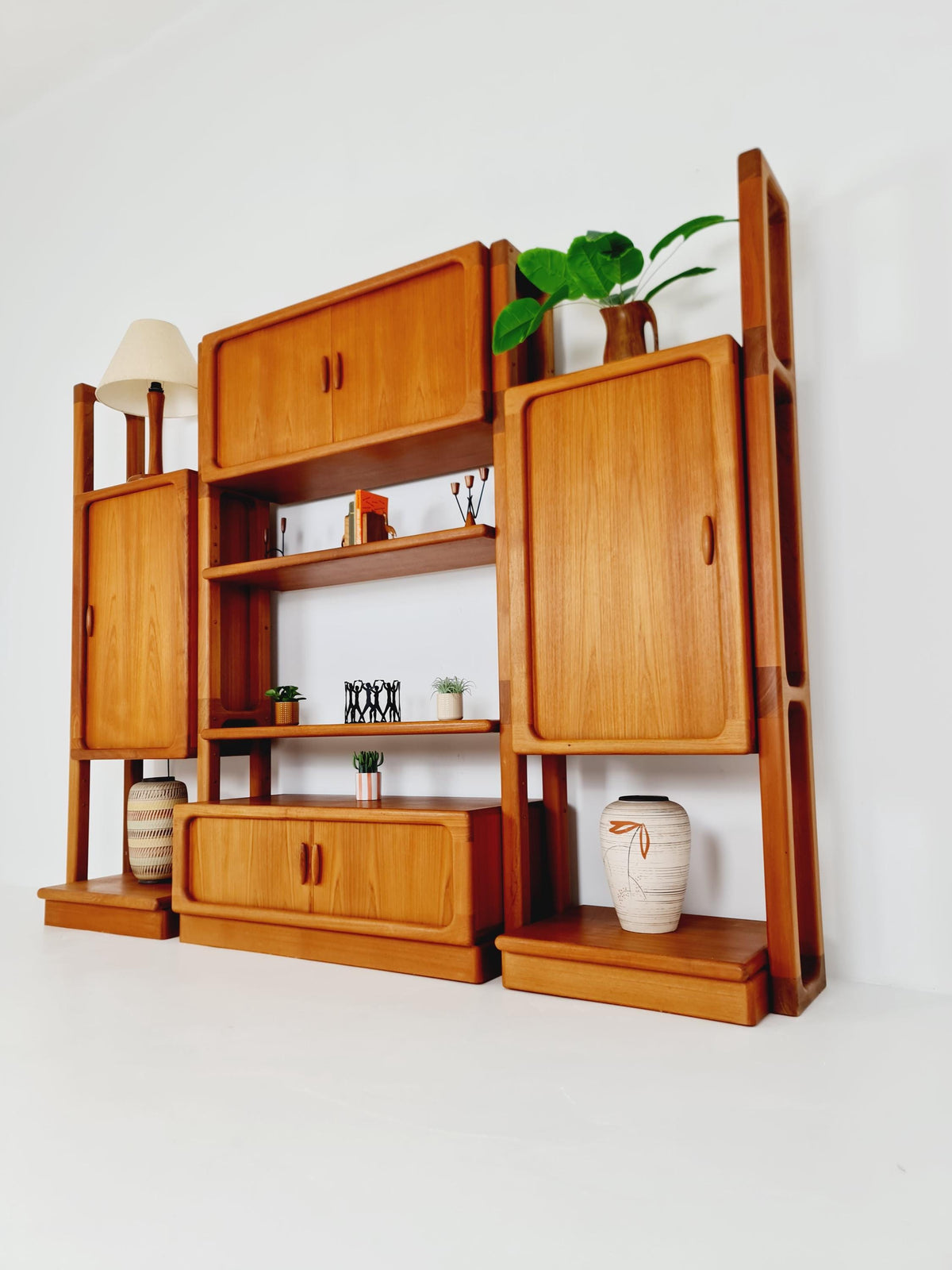 Rare Danish freestanding Solid Teak Tambour Doors vintage bookshelf system /room divider by Dyrlund 1980s