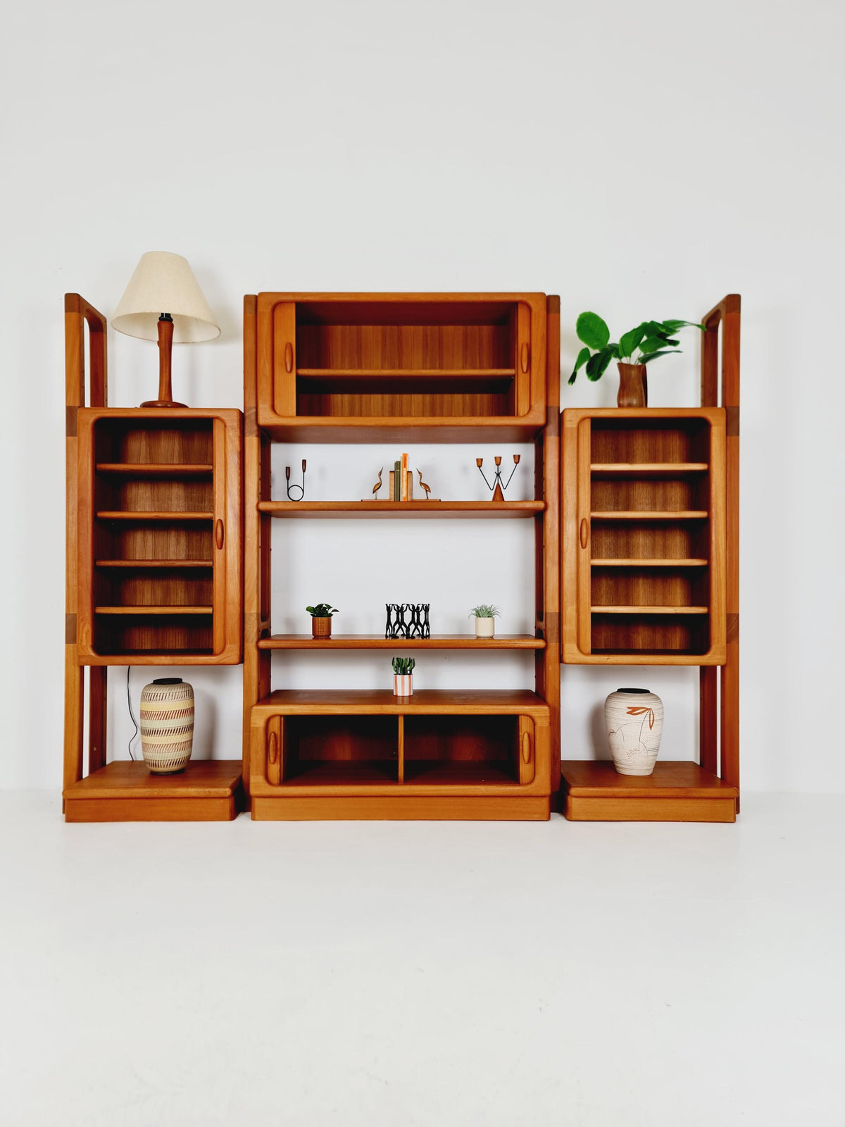 Rare Danish freestanding Solid Teak Tambour Doors vintage bookshelf system /room divider by Dyrlund 1980s