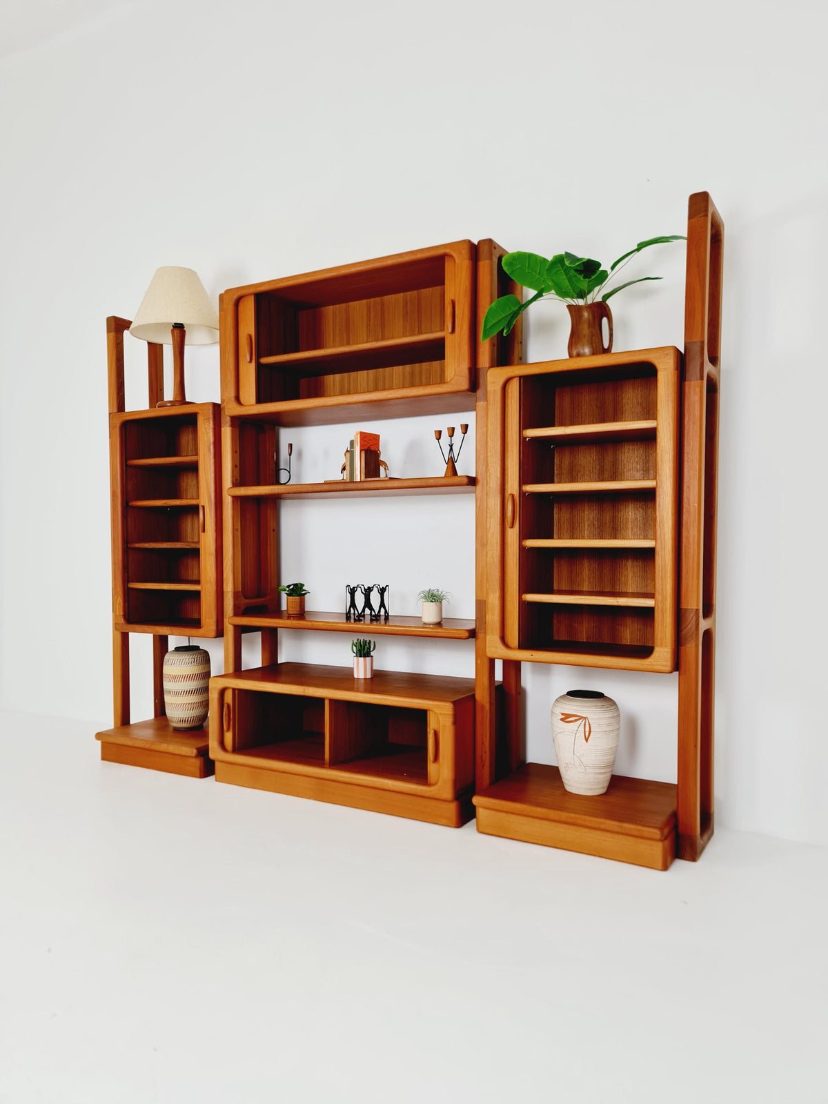 Rare Danish freestanding Solid Teak Tambour Doors vintage bookshelf system /room divider by Dyrlund 1980s