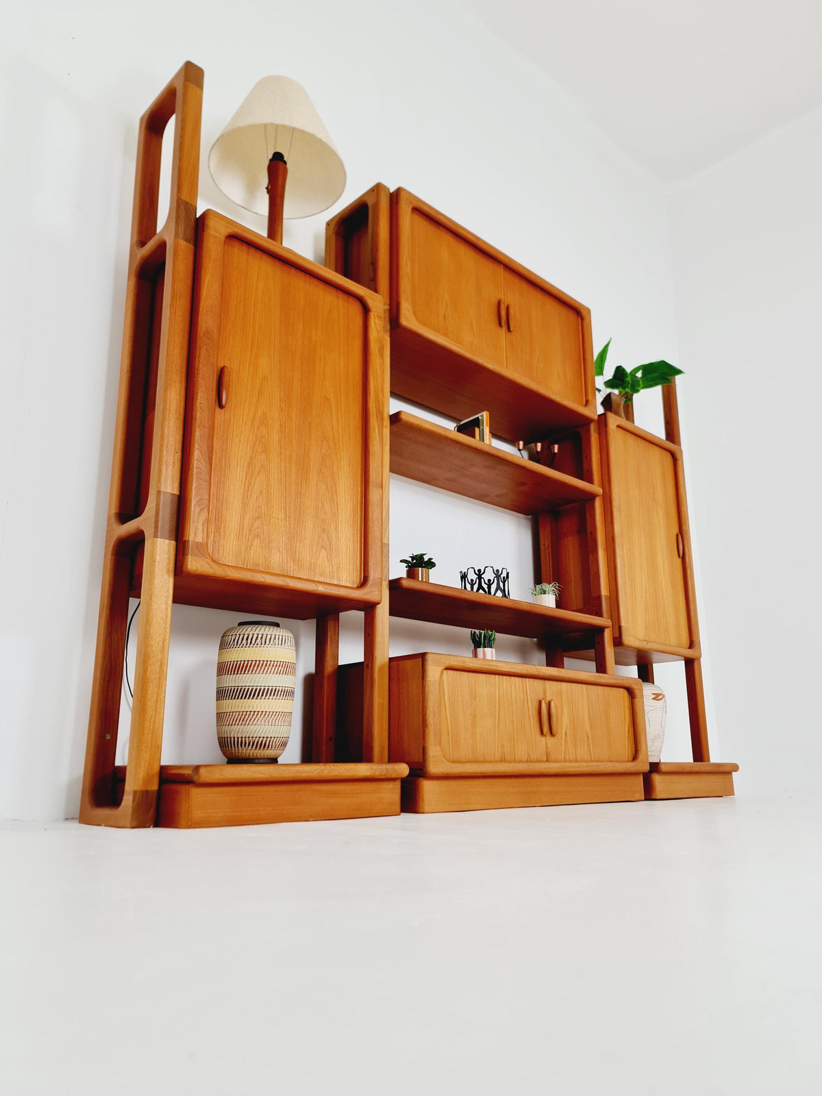 Rare Danish freestanding Solid Teak Tambour Doors vintage bookshelf system /room divider by Dyrlund 1980s