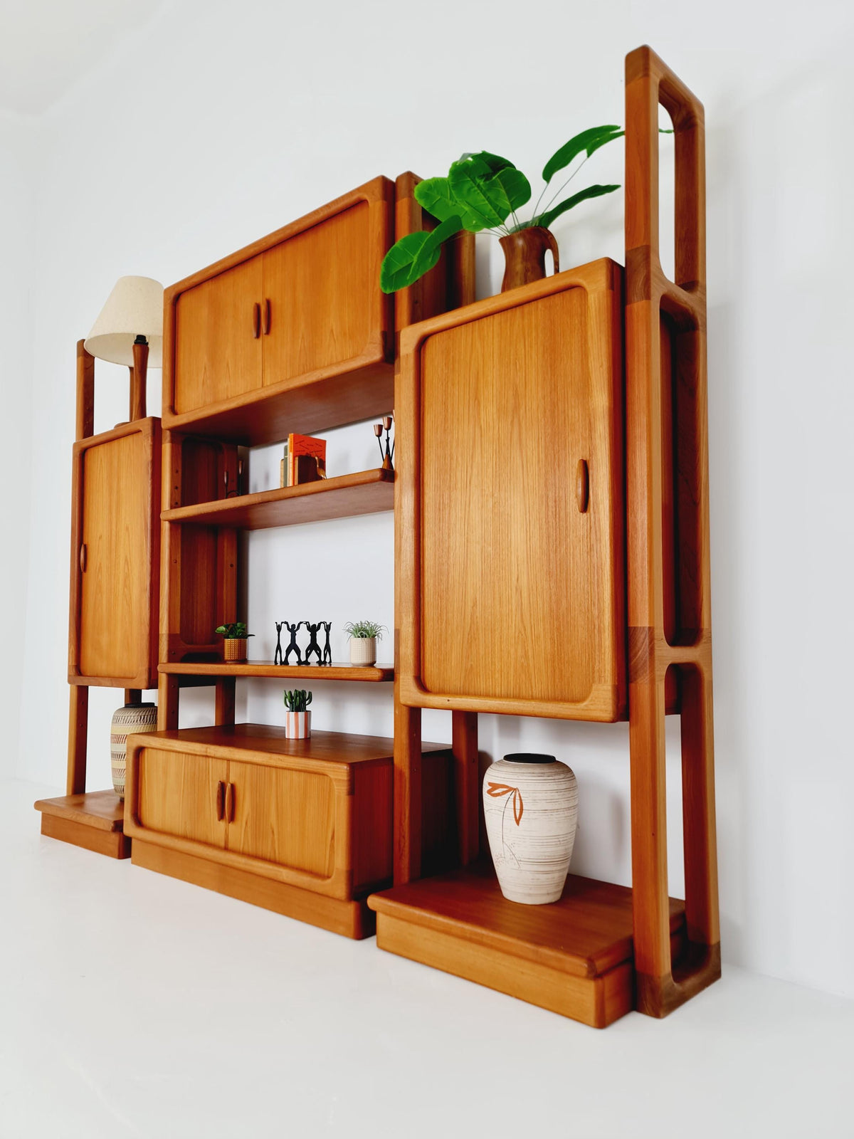 Rare Danish freestanding Solid Teak Tambour Doors vintage bookshelf system /room divider by Dyrlund 1980s