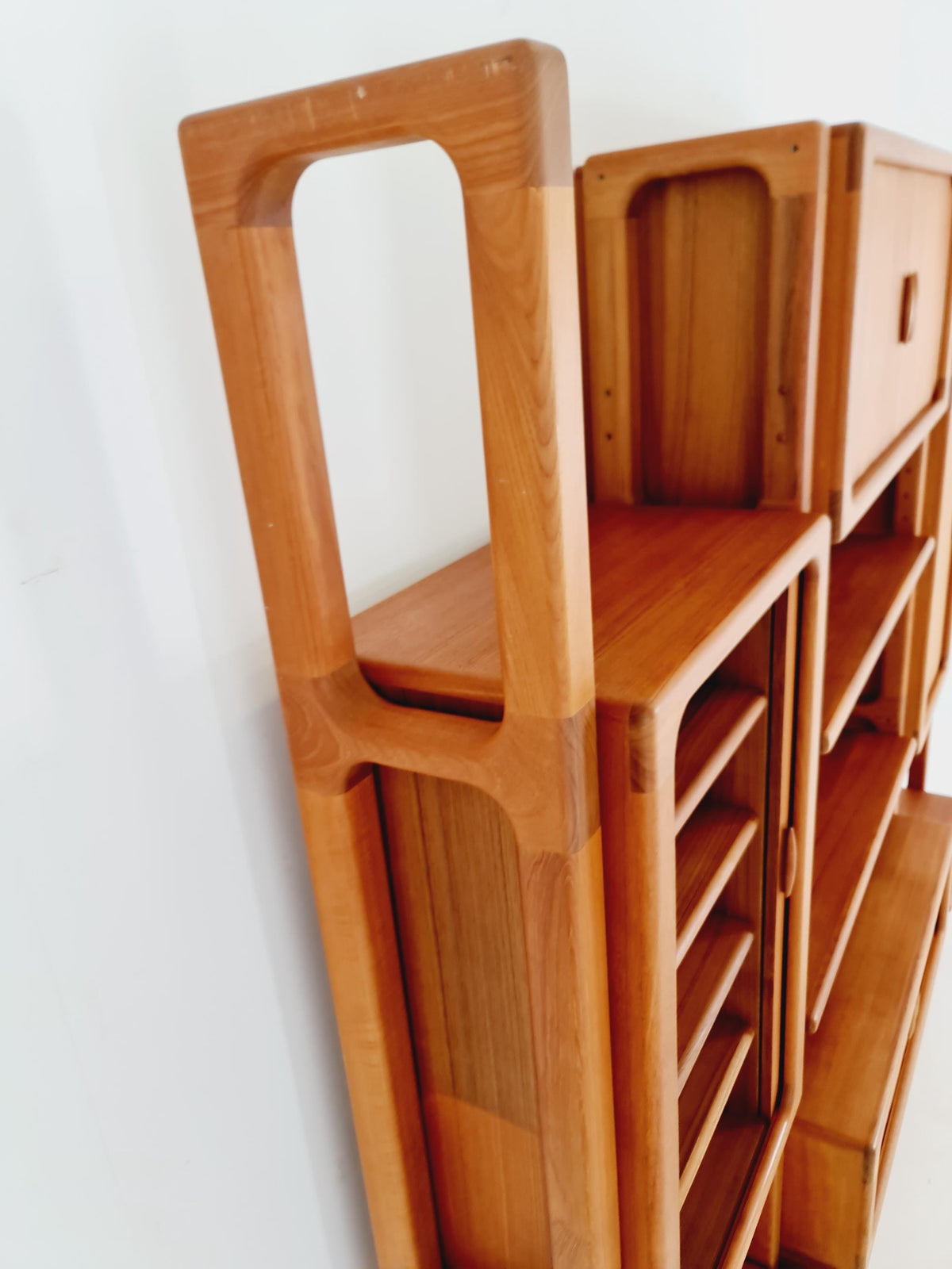Rare Danish freestanding Solid Teak Tambour Doors vintage bookshelf system /room divider by Dyrlund 1980s