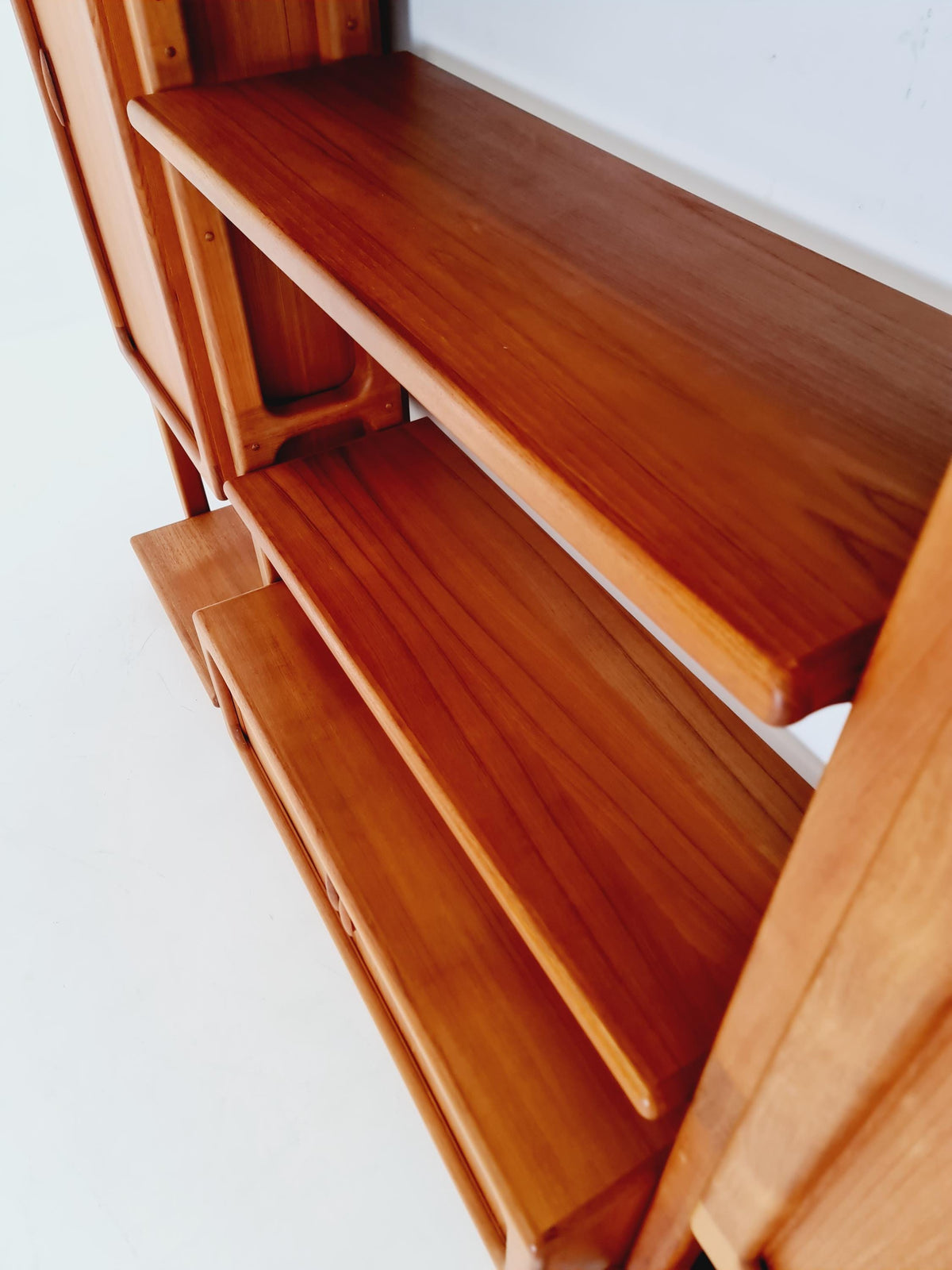 Rare Danish freestanding Solid Teak Tambour Doors vintage bookshelf system /room divider by Dyrlund 1980s