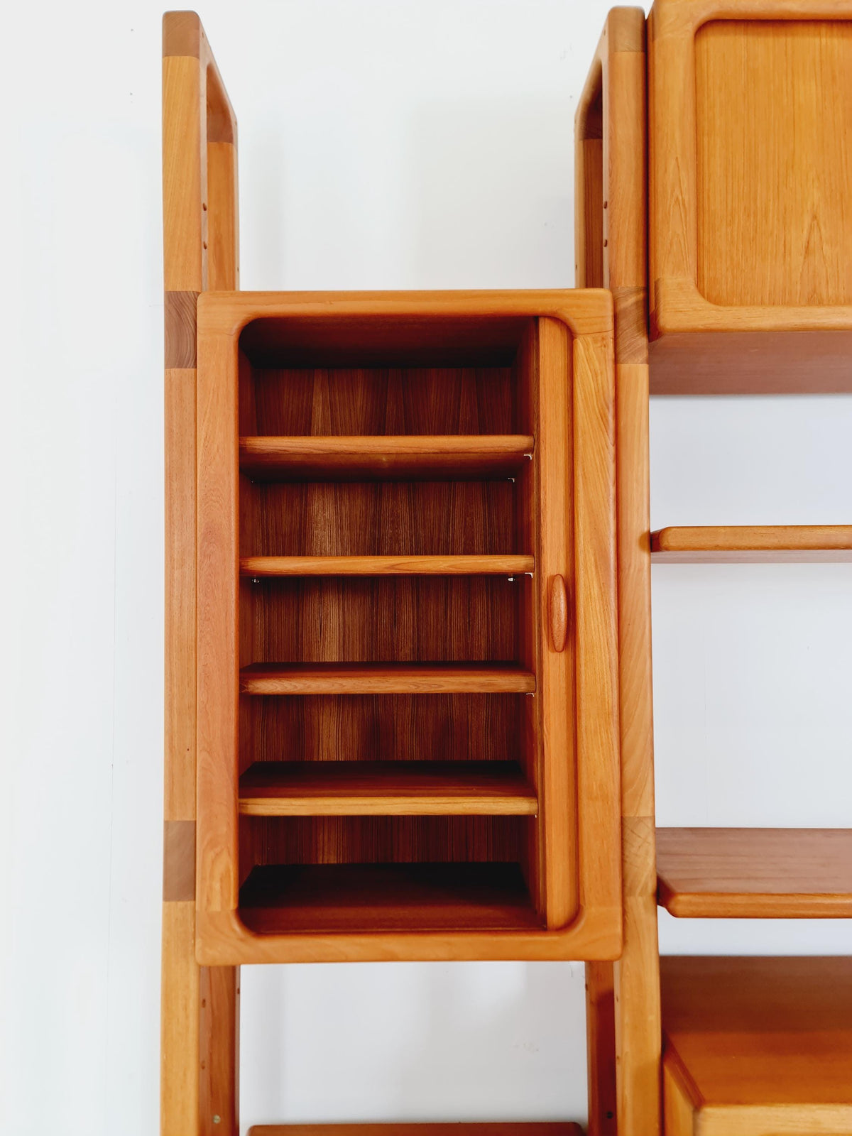 Rare Danish freestanding Solid Teak Tambour Doors vintage bookshelf system /room divider by Dyrlund 1980s