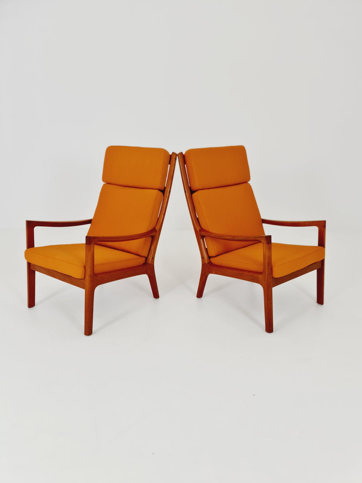 Mid-century Rare Danish teak lounge chair Highback / Easy chair "Senator" by Ole Wanscher for Cado , 1960s Set of 2