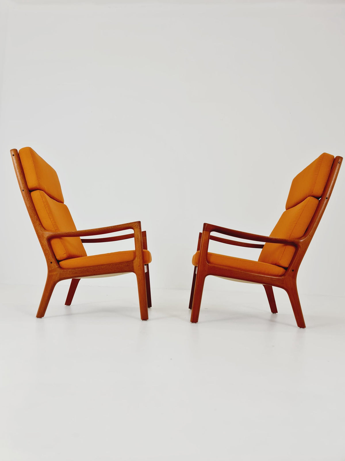 Mid-century Rare Danish teak lounge chair Highback / Easy chair "Senator" by Ole Wanscher for Cado , 1960s Set of 2