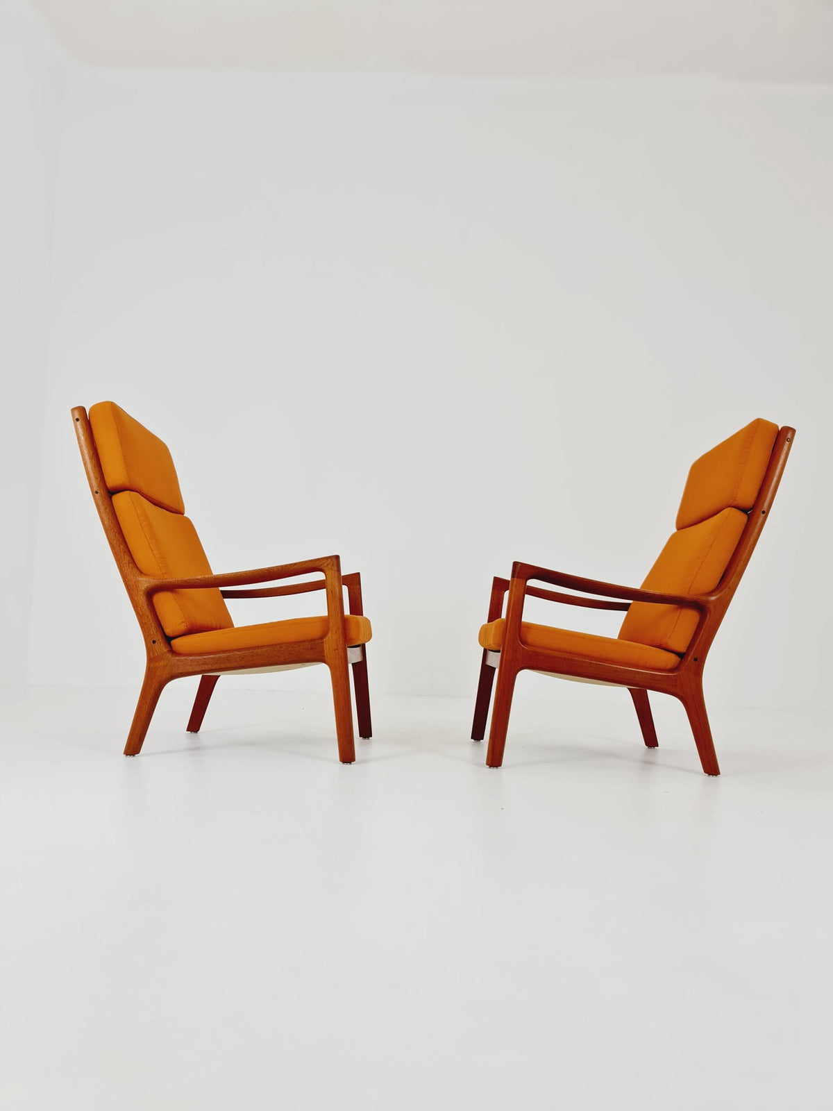 Mid-century Rare Danish teak lounge chair Highback / Easy chair "Senator" by Ole Wanscher for Cado , 1960s Set of 2