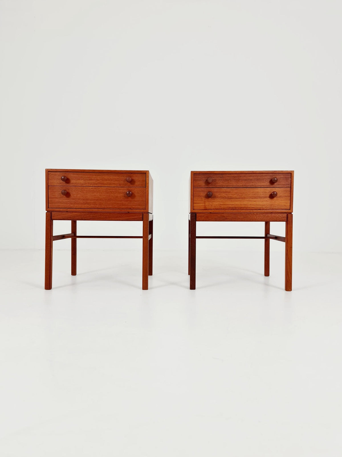 Rare Swedish MidCentury teak nightstands / bedside tables, Designed By Engström Myrstraad Model Casino 1960s