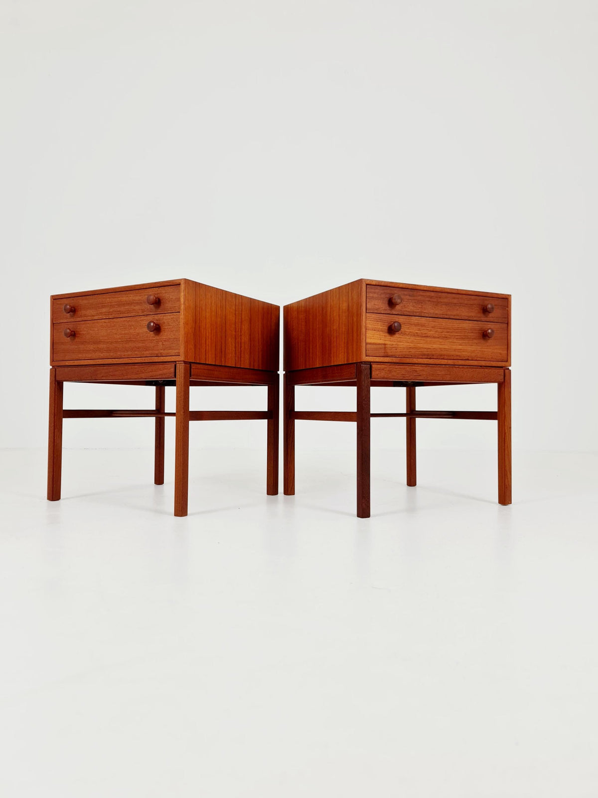 Rare Swedish MidCentury teak nightstands / bedside tables, Designed By Engström Myrstraad Model Casino 1960s