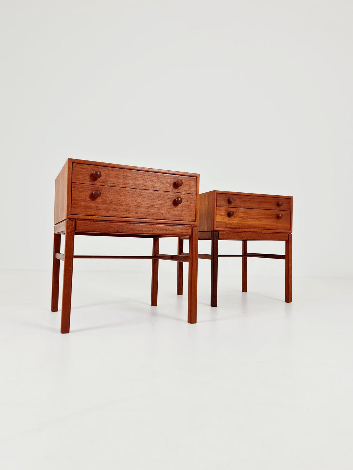 Rare Swedish MidCentury teak nightstands / bedside tables, Designed By Engström Myrstraad Model Casino 1960s