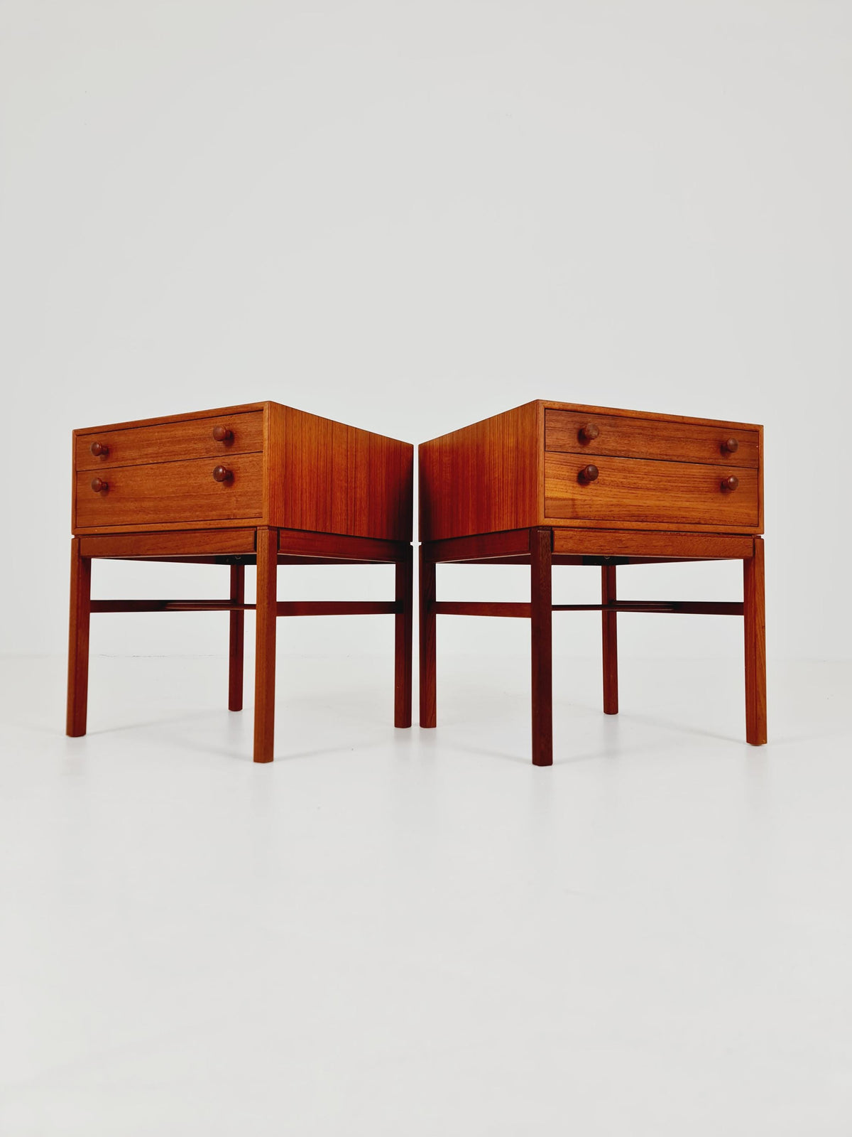 Rare Swedish MidCentury teak nightstands / bedside tables, Designed By Engström Myrstraad Model Casino 1960s