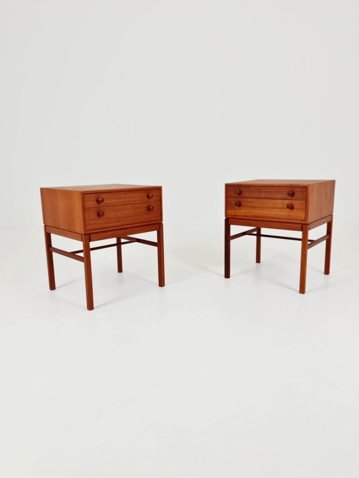 Rare Swedish MidCentury teak nightstands / bedside tables, Designed By Engström Myrstraad Model Casino 1960s
